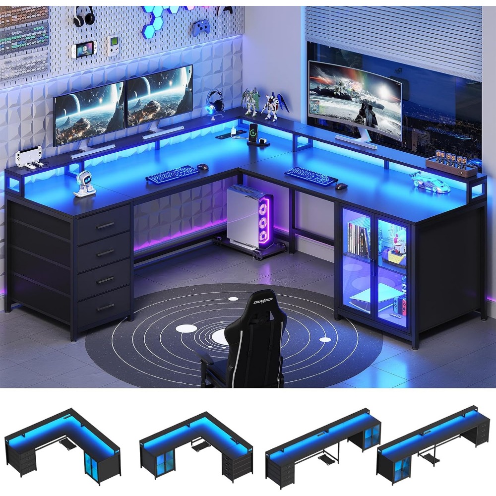 Home Office L Shaped Desk - SEDETA L Shaped Gaming Desk with