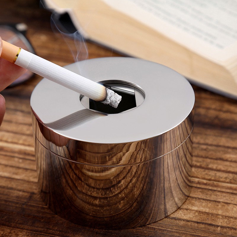 Home Office Trend - Stainless steel ashtray with cover European