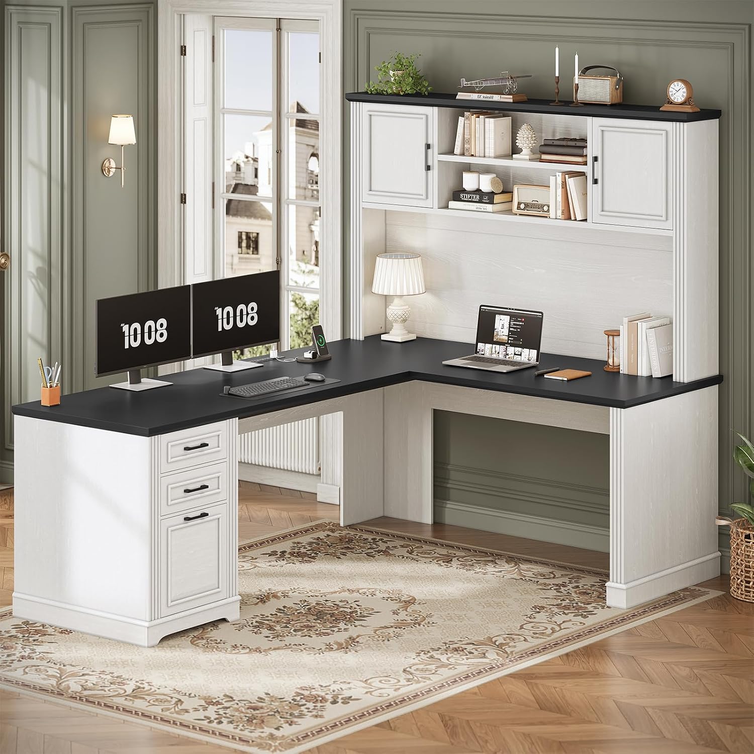 Home Office L Shaped Desk - L Shaped Desk with Hutch &
