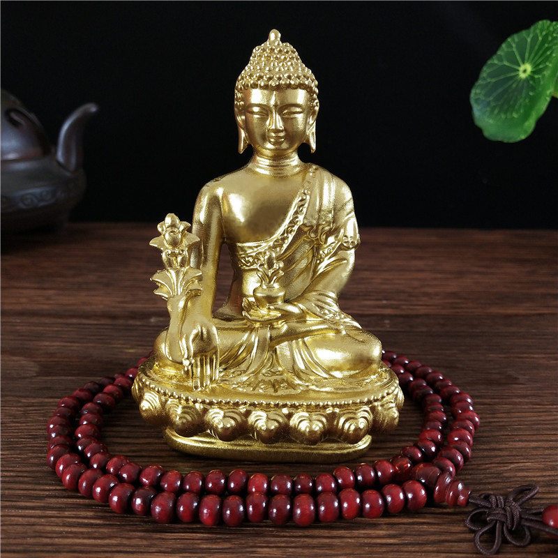 Home Office Feng Shui - Goldn Medicine Buddha Statue With Necklace
