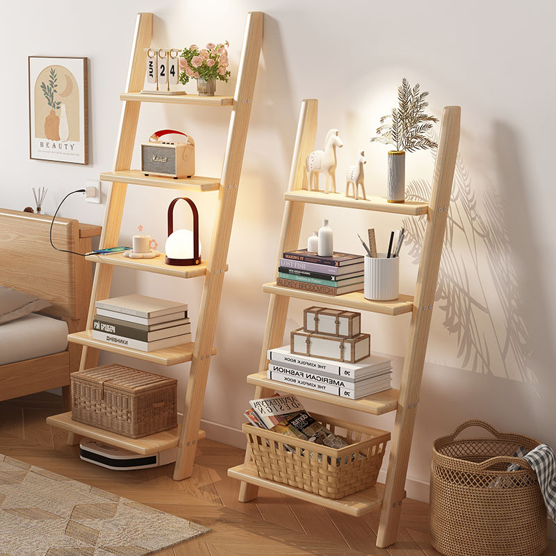 Home Office Shed - ‌Solid Wood Wall Shelf, Creative Ladder