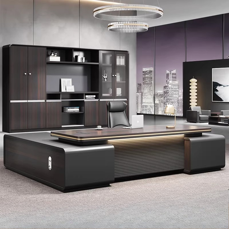 Home Office L Shaped Desk - Standing Drawers European Floor Computer Desks