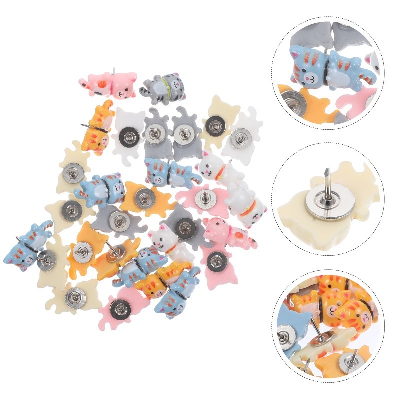20Pcs Cute Resin Cat Push Pins - Home Office Image 评论和价格