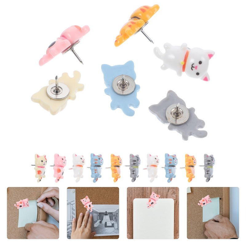 20Pcs Cute Resin Cat Push Pins - Home Office Image 评论和价格