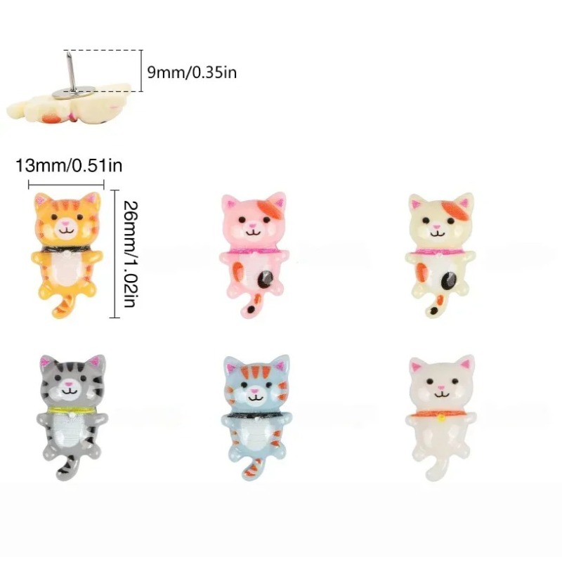 20Pcs Cute Resin Cat Push Pins - Home Office Image 评论和价格