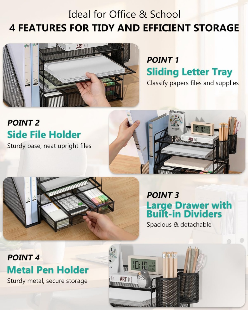 4-Tier Desktop File Organizer  - Home Office Image 评论和价格