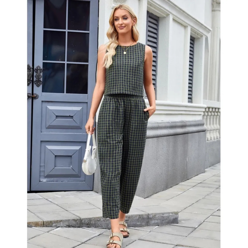 Fashion Printed Plaid Sleevele - Home Office 2024 评论和价格