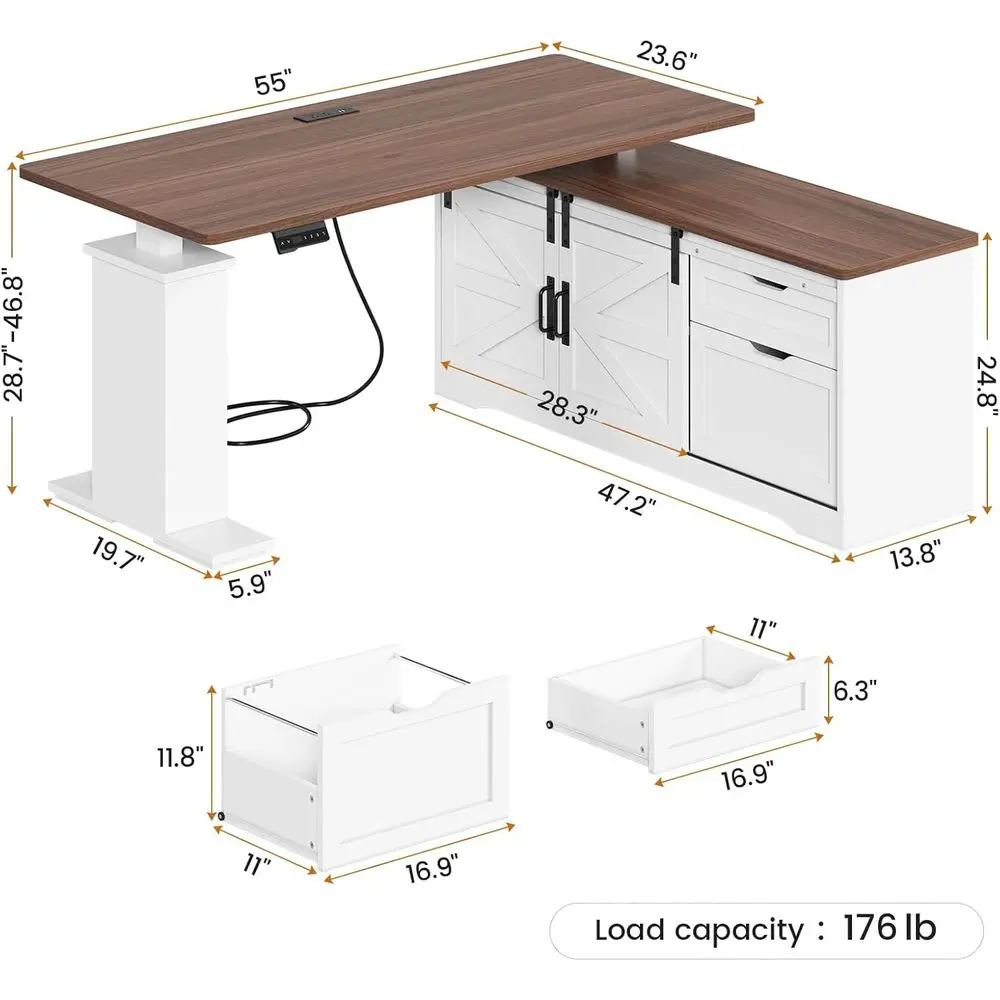 55-inch L-Shaped Adjustable He - Home Office L Shaped Desk 评论和价格