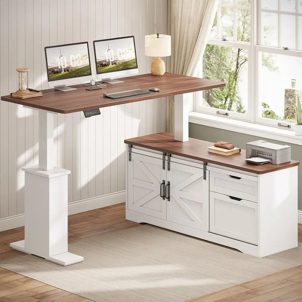 55-inch L-Shaped Adjustable He - Home Office L Shaped Desk 评论和价格