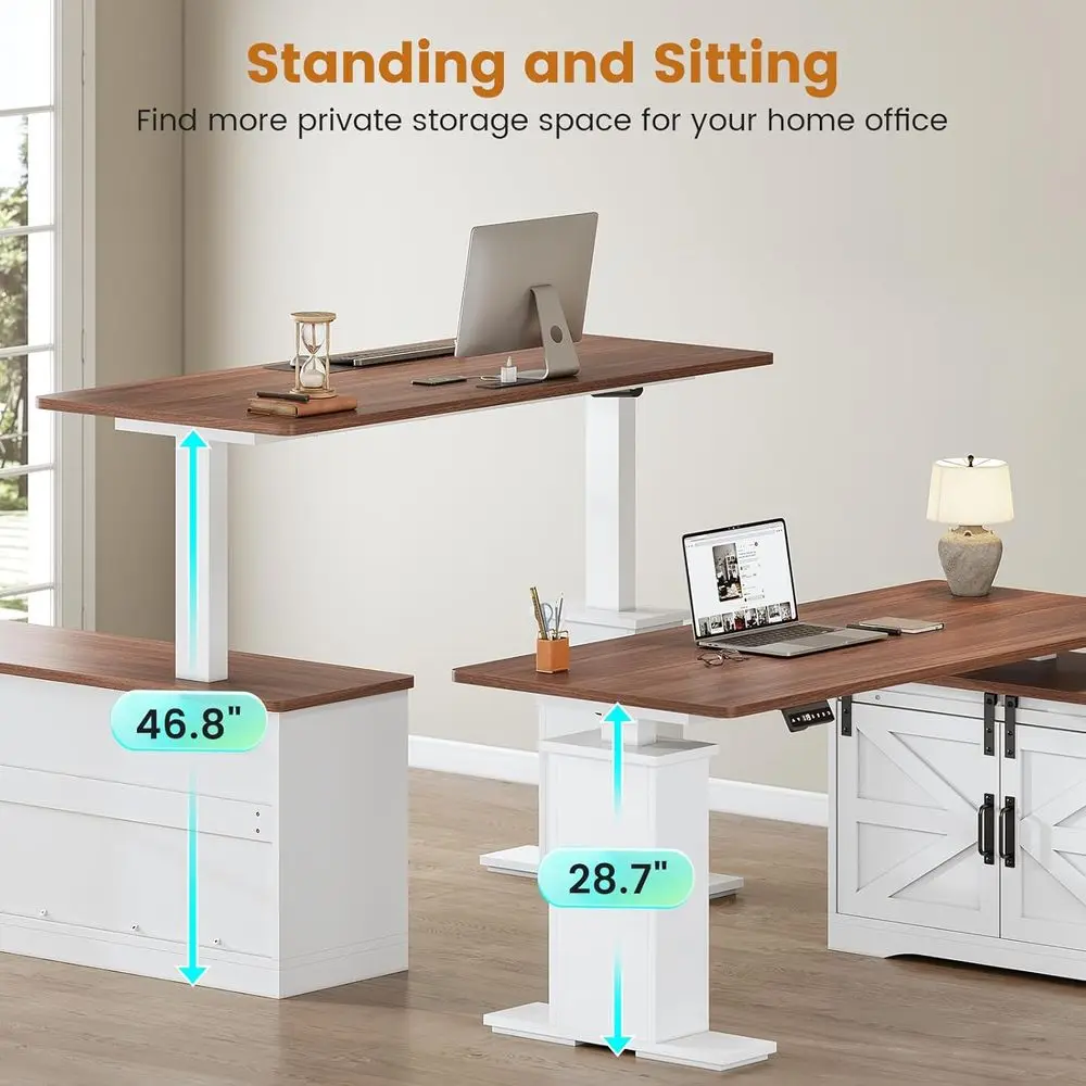 55-inch L-Shaped Adjustable He - Home Office L Shaped Desk 评论和价格