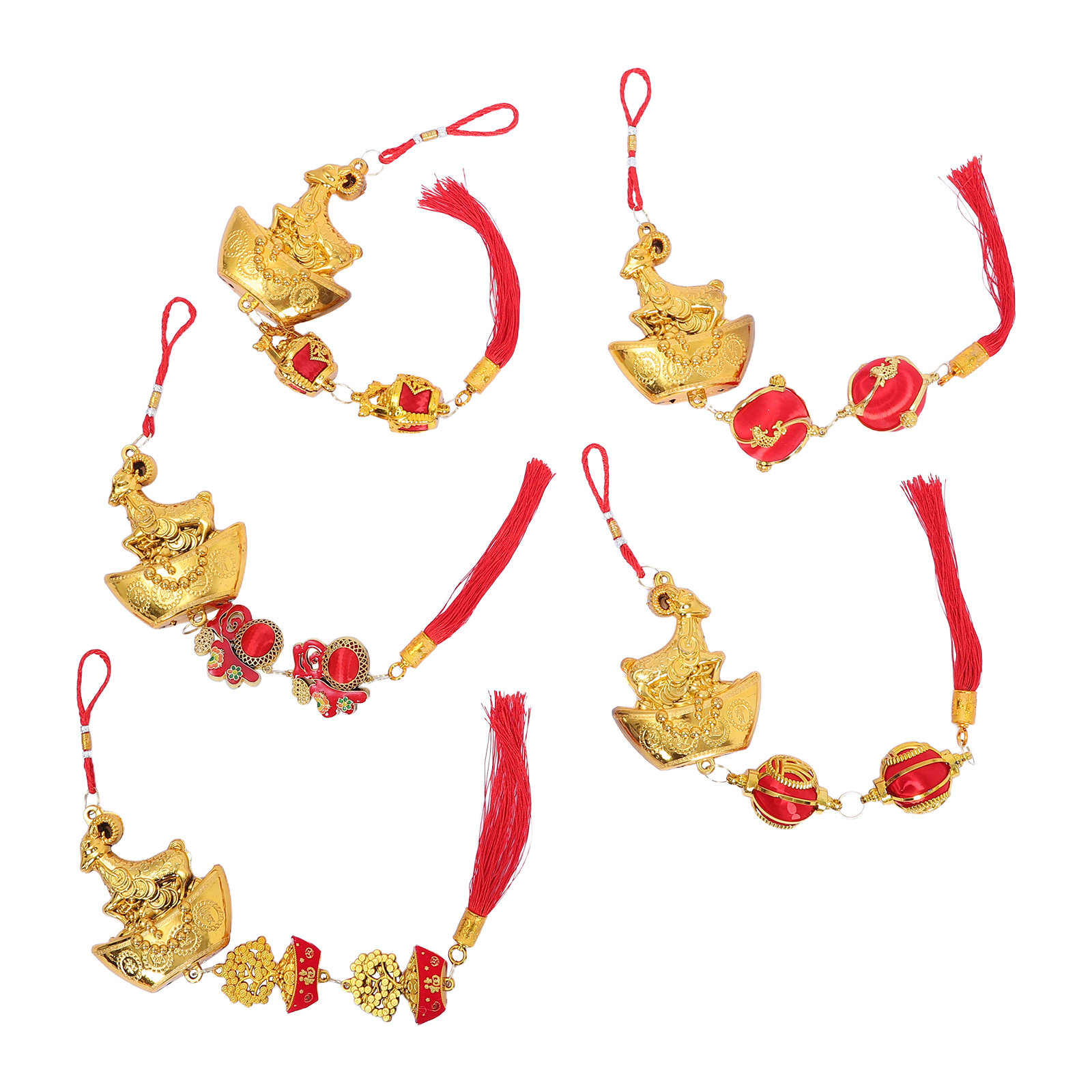 5Pcs Goat Zodiac Hanging Ornam - Home Office Feng Shui 评论和价格