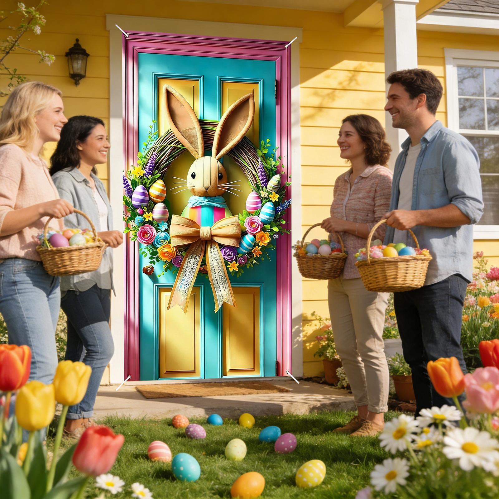 Easter Banners 35x70 Inch Cute - Home Office Backdrop 评论和价格