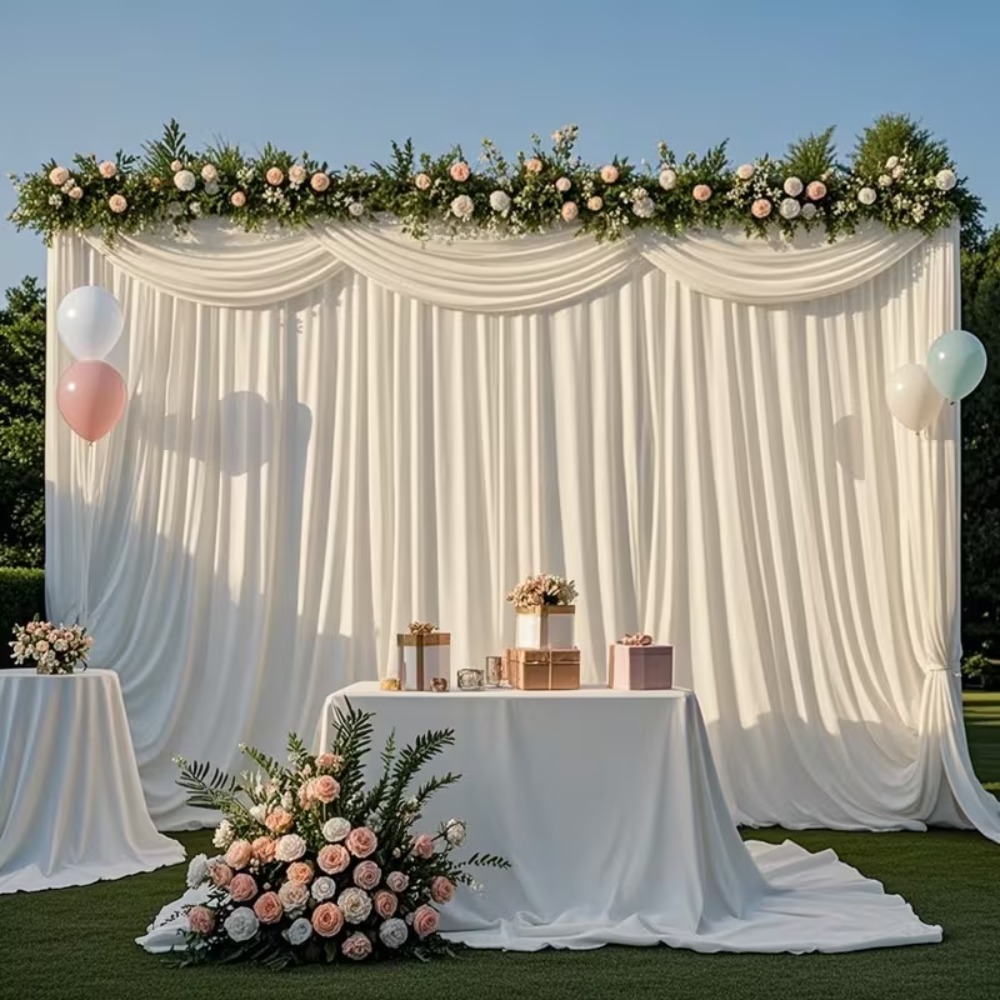 Satin Backdrop Curtain, Wrinkl - Home Office Backdrop 评论和价格