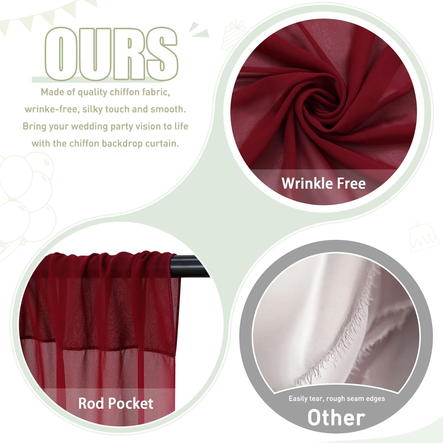 2Pcs Burgundy Backdrop Curtain - Home Office Backdrop 评论和价格
