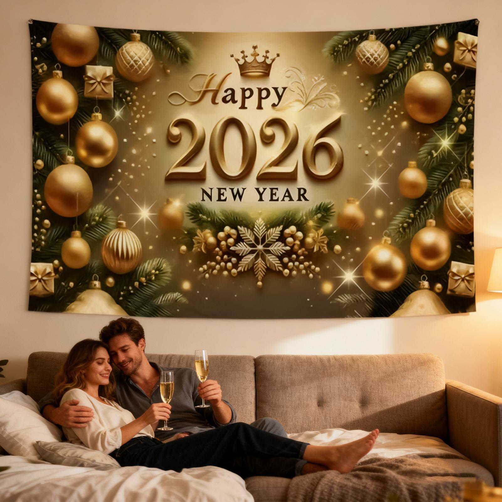 Happy New Year Banner 7x5 Ft G - Home Office Backdrop 评论和价格