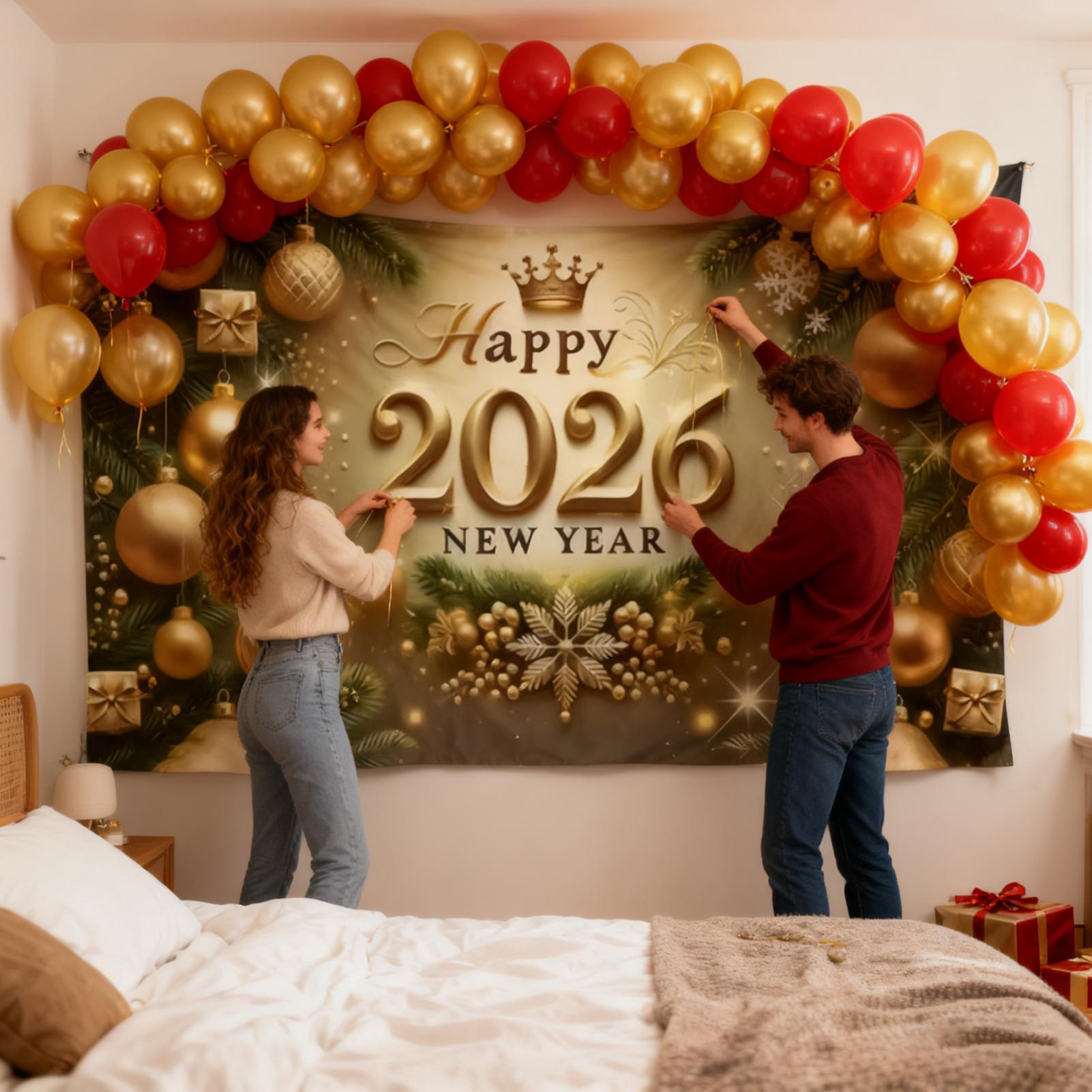 Happy New Year Banner 7x5 Ft G - Home Office Backdrop 评论和价格