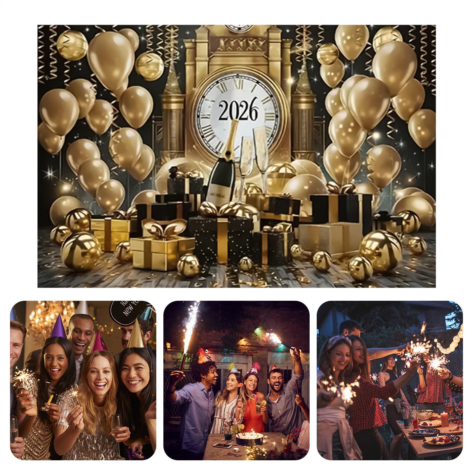 Happy New Year Banner 7x5 Ft G - Home Office Backdrop 评论和价格