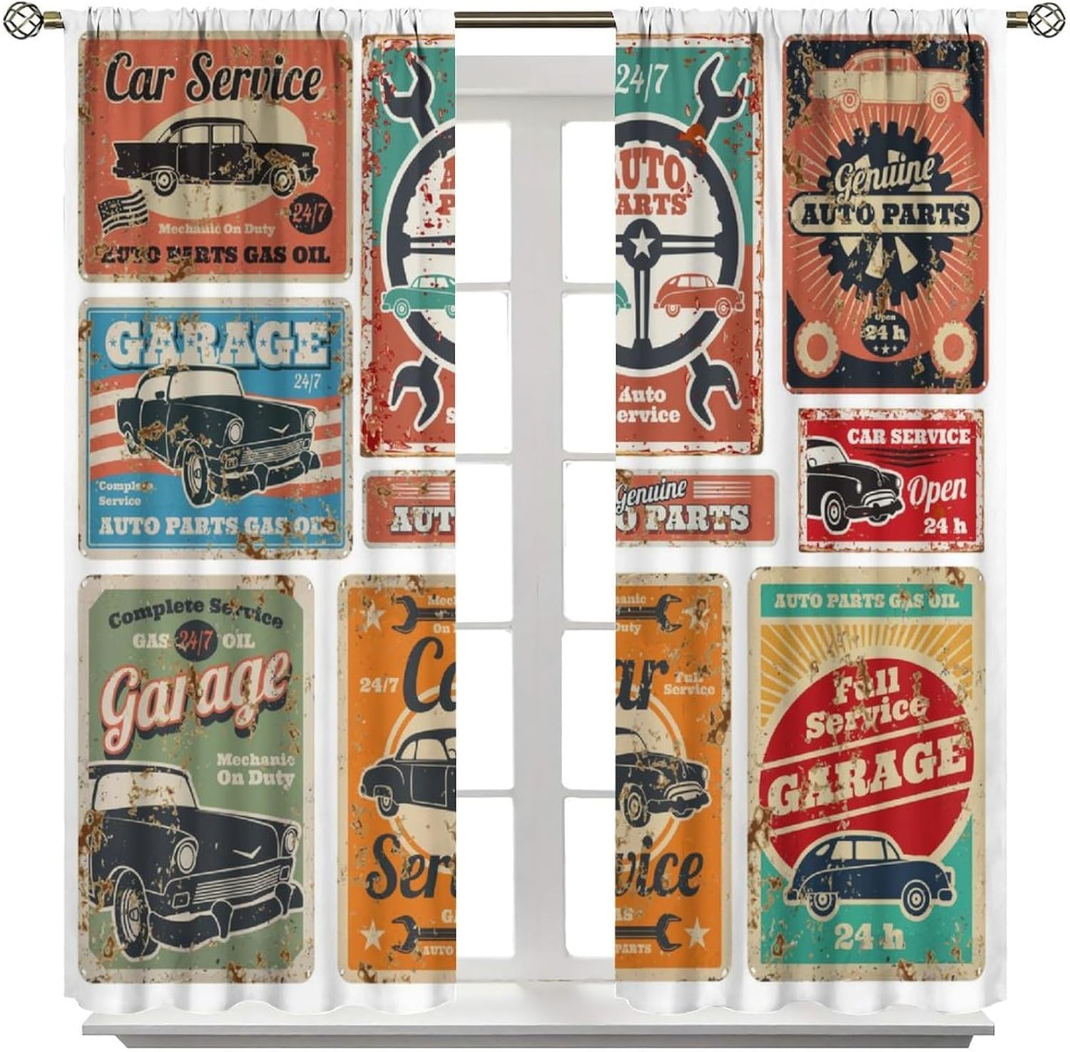 Garage Curtains, Vintage Man D - Home Office Shed 评论和价格