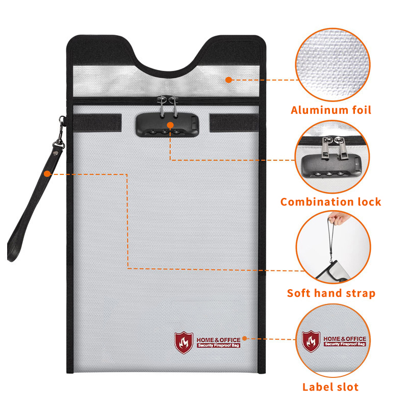 A4 Fireproof File Bag Waterpro - Home Office For Passport 评论和价格