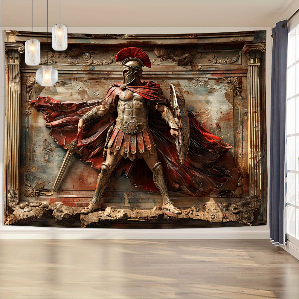 3D Spartan Warrior Tapestry Wa - Home Office Backdrop 评论和价格