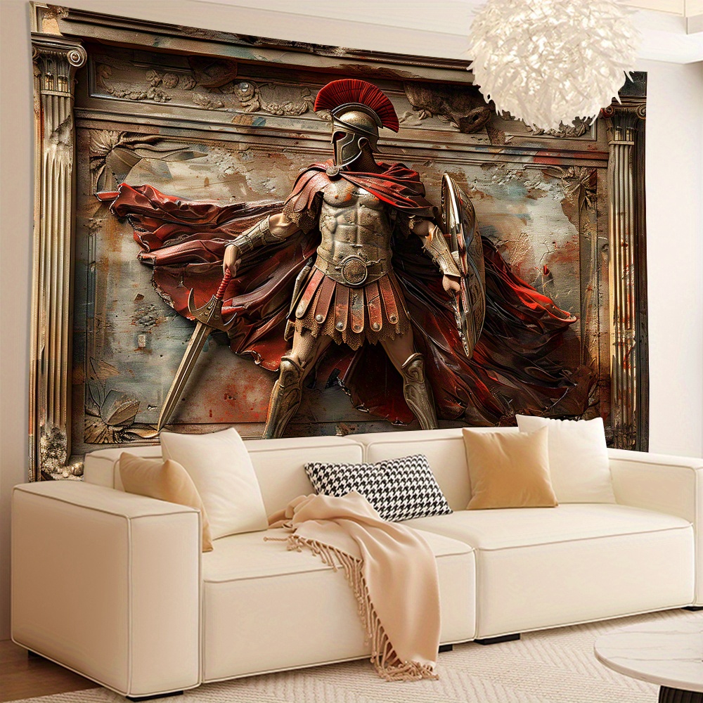 3D Spartan Warrior Tapestry Wa - Home Office Backdrop 评论和价格