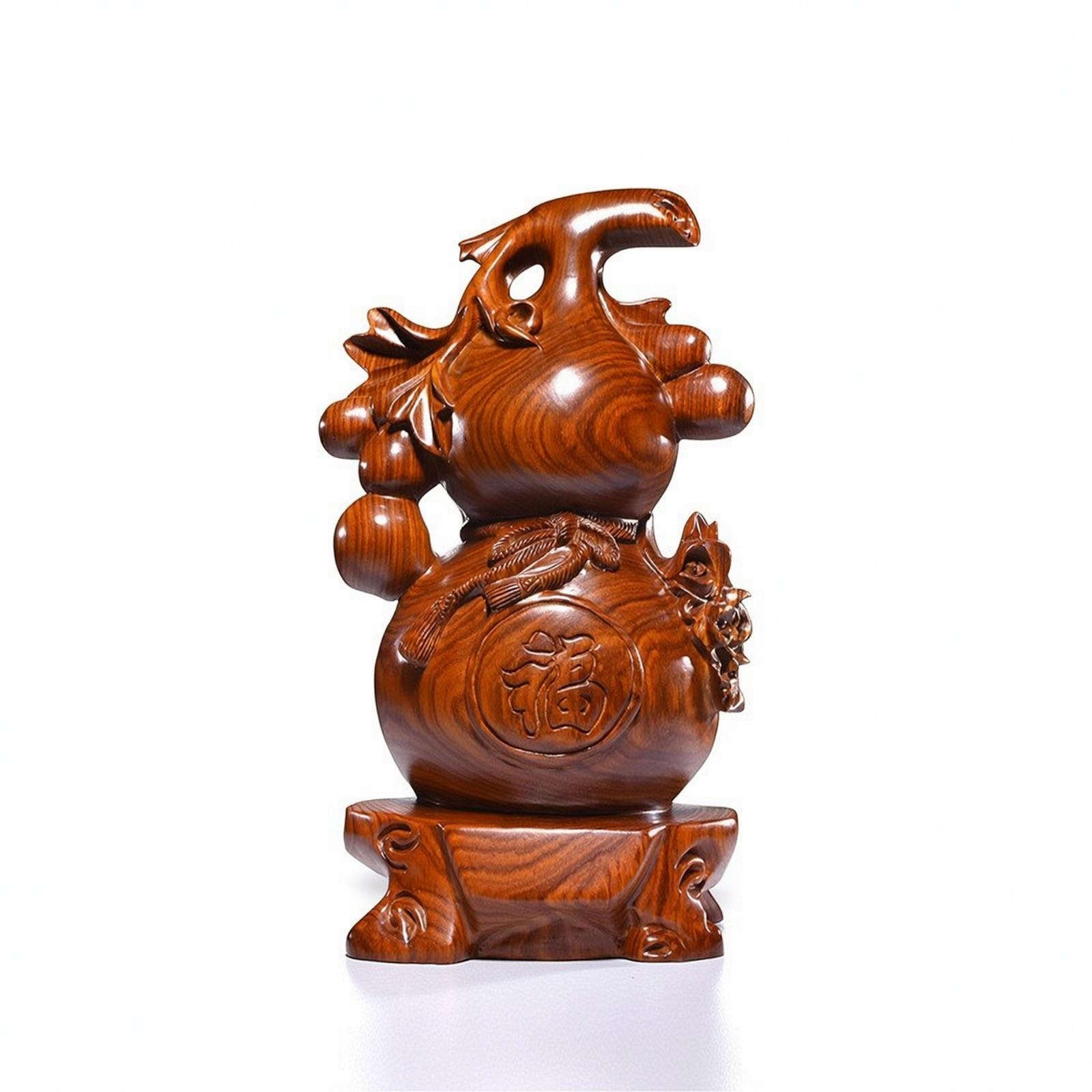 Elegant Rosewood Gourd Sculptu - Home Office Feng Shui 评论和价格