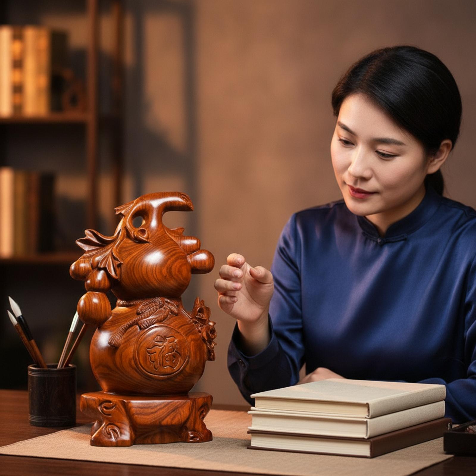 Elegant Rosewood Gourd Sculptu - Home Office Feng Shui 评论和价格
