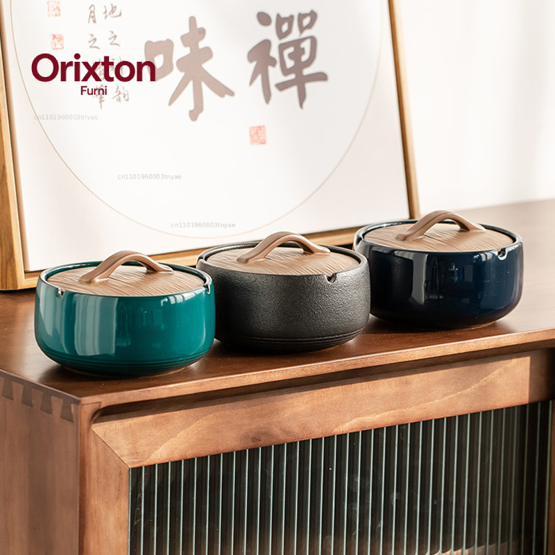 Simple Ceramic Ashtray with Li - Home Office Trend 评论和价格