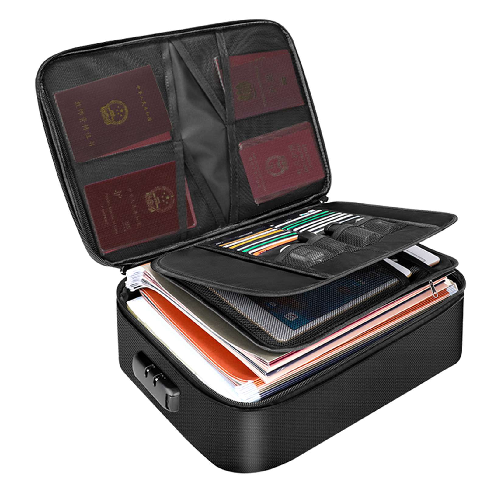Fireproof Document Bag with Zi - Home Office For Passport 评论和价格