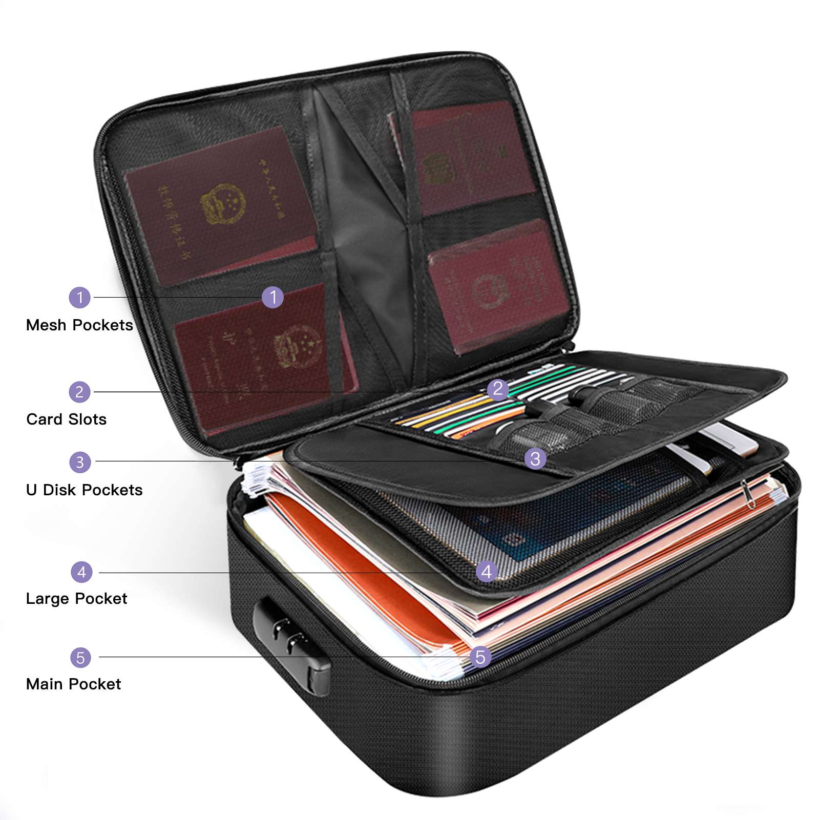 Fireproof Document Bag with Zi - Home Office For Passport 评论和价格