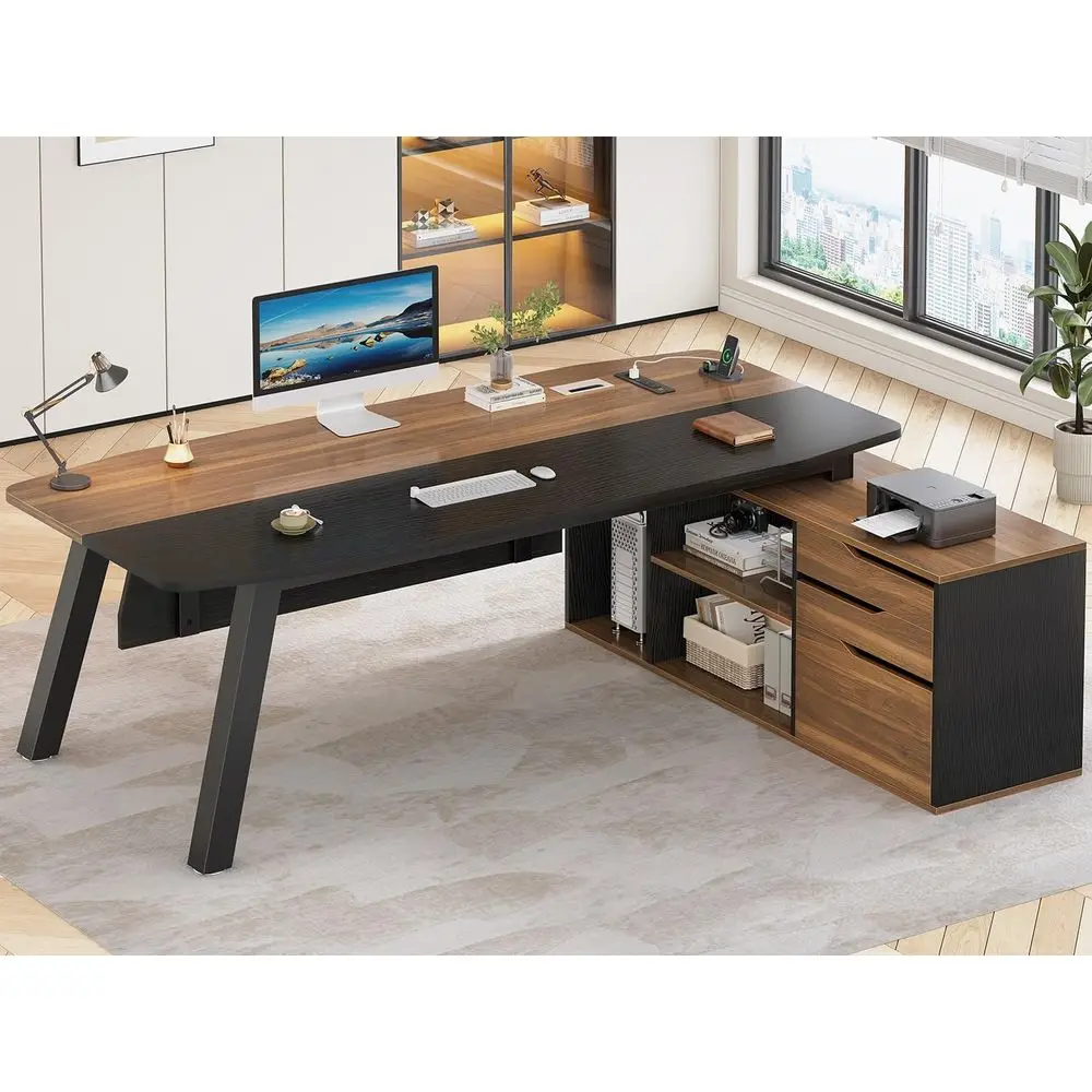 71 Inch Large Office Desk with - Home Office L Shaped Desk 评论和价格