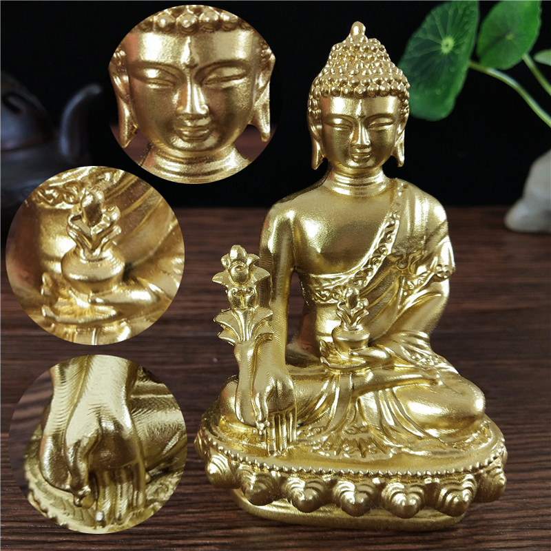 Goldn Medicine Buddha Statue W - Home Office Feng Shui 评论和价格