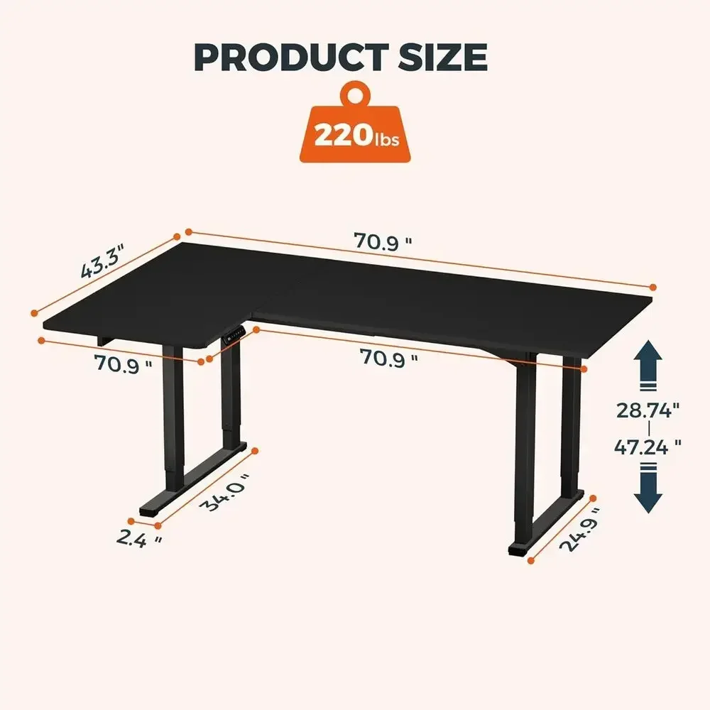 Electric Adjustable Height L-S - Home Office L Shaped Desk 评论和价格
