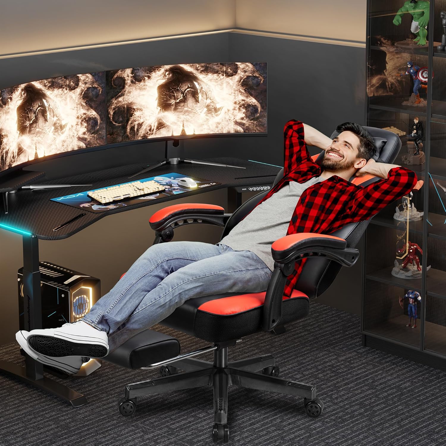 Gaming Chair with Footrest, Ma - Home Office Image 评论和价格