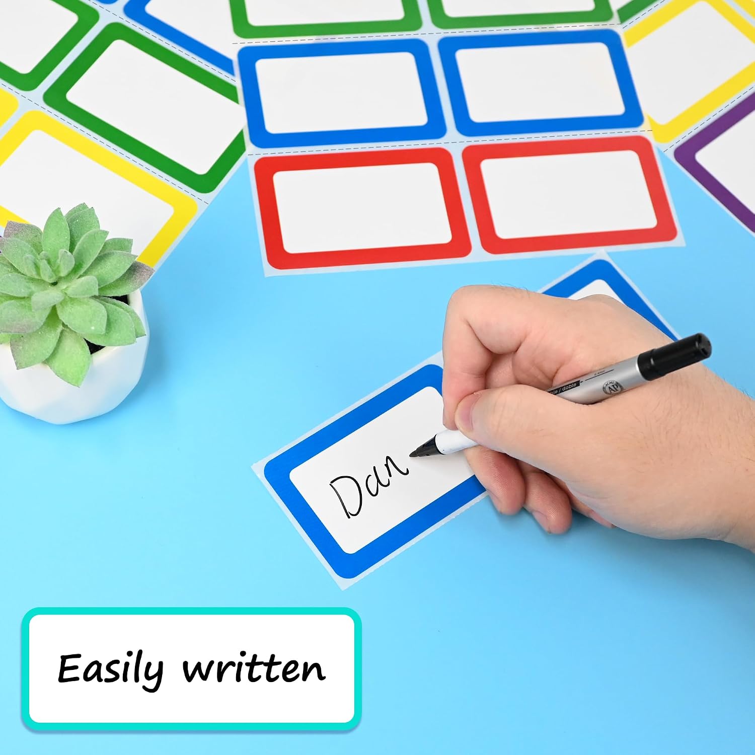 200 Name Tags Stickers 3.5x2.2 - Home Office Image 评论和价格