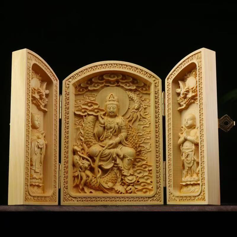 wood carving Guanyin, God of W - Home Office Feng Shui 评论和价格