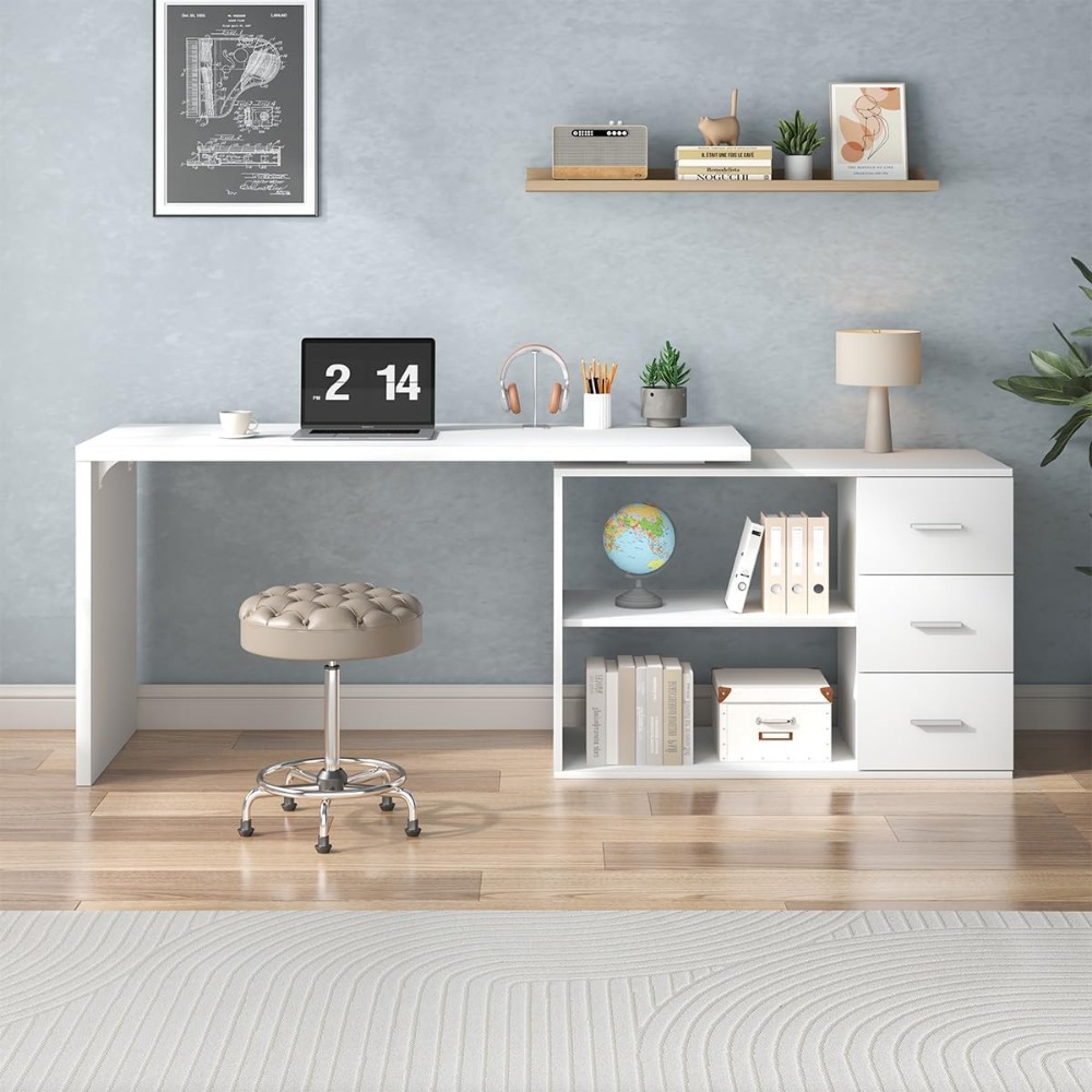 HSH White L Shaped Computer Co - Home Office L Shaped Desk 评论和价格