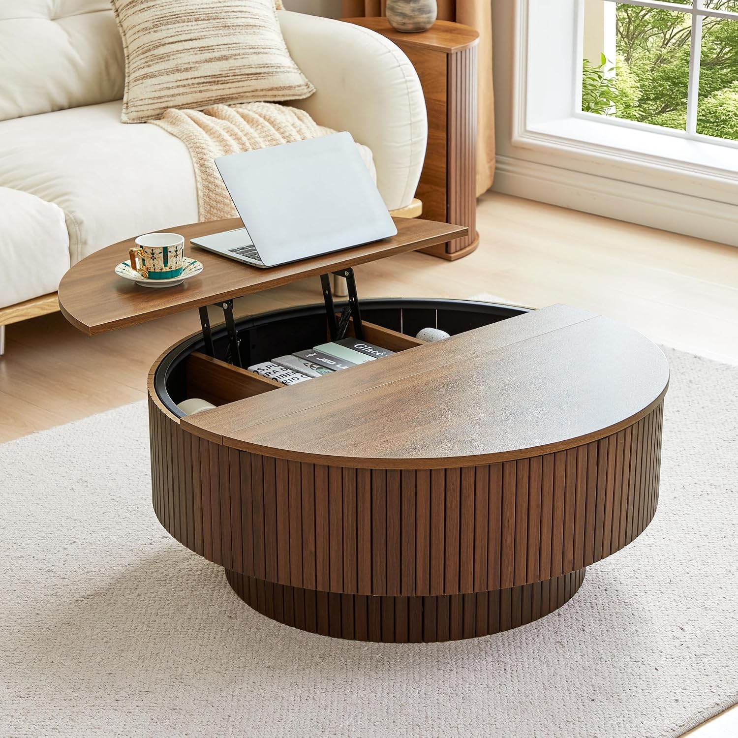 33 Inch Round Coffee Table Wit - Home Office Hidden Desk 评论和价格