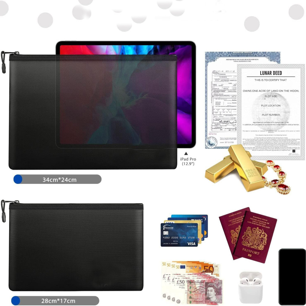 Fireproof Document Bag Waterpr - Home Office For Passport 评论和价格