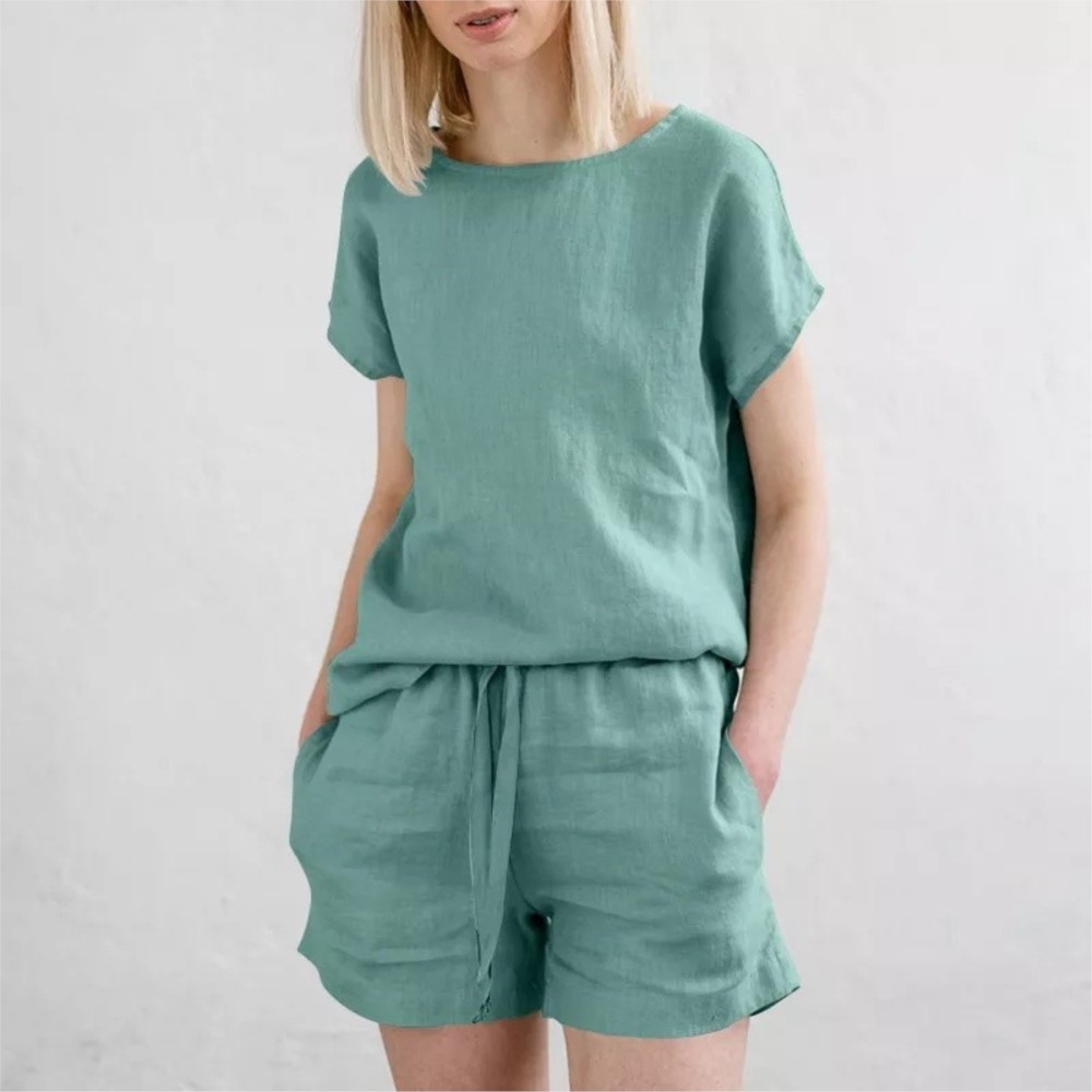 Casual Solid Color Short Sets  - Home Office 2024 评论和价格
