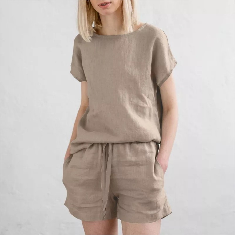Casual Solid Color Short Sets  - Home Office 2024 评论和价格