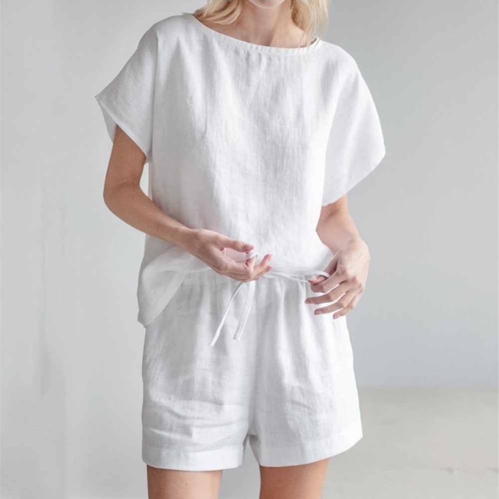 Casual Solid Color Short Sets  - Home Office 2024 评论和价格