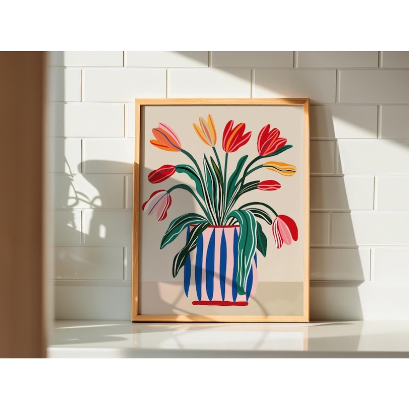 2pcs Tulip Flowers Canvas Wall - Home Office Image 评论和价格