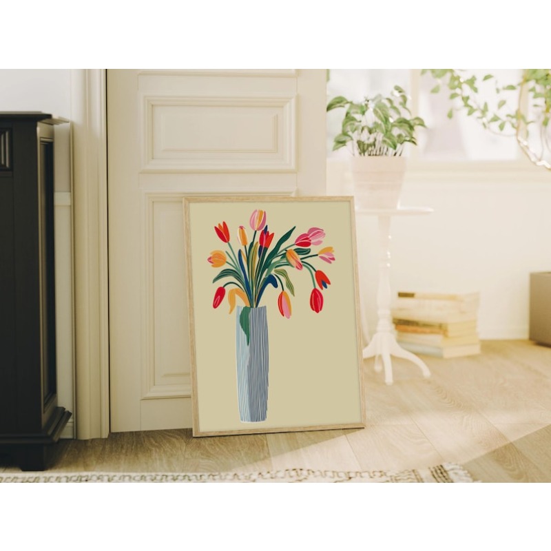 2pcs Tulip Flowers Canvas Wall - Home Office Image 评论和价格