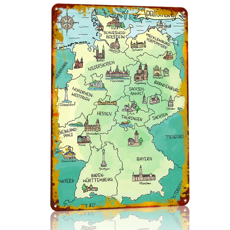 Aquarell Deutschland Karte Per - Home Office Deutschland 评论和价格