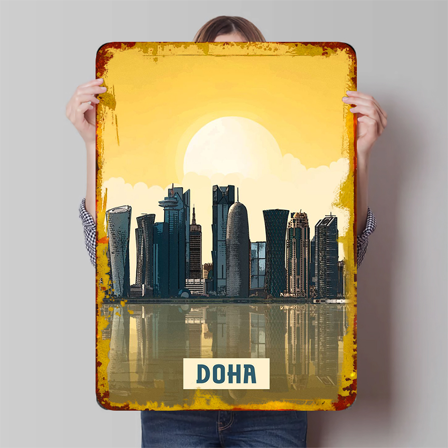 Doha Skyline Metal Wall Art Qa - Home Office Qatar 评论和价格