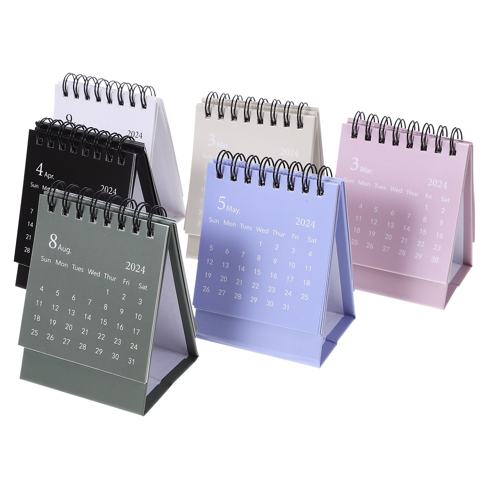 6Pcs Mini Spiral Desk Calendar - Home Office 2024 评论和价格